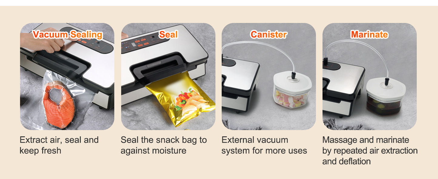 SucceBuy Vacuum Sealer 90Kpa 130W With Free Bags For Kitchen